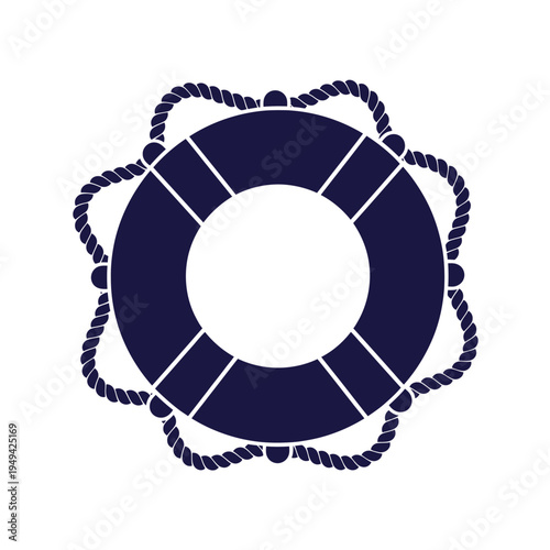 Life preserver ring with rope details.