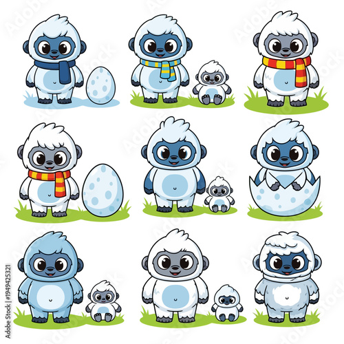 Yeti Family Cartoon Characters Illustration.