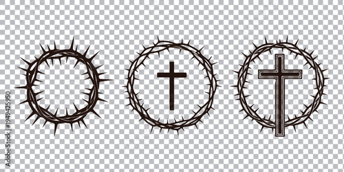 Crown of thorns, christian cross symbol