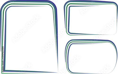 dark blue green irregularly shaped frames