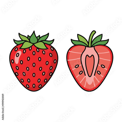 Fresh red strawberries illustration.