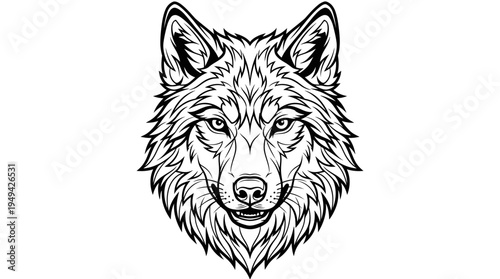 Detailed illustration of a wolf head.