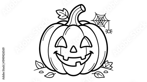 Halloween pumpkin with carved face.