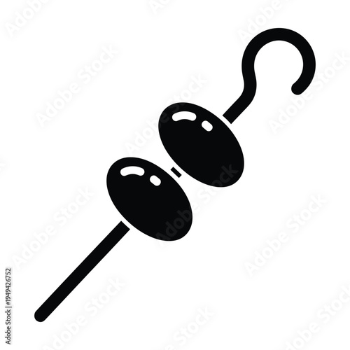 Black Icon of Olive Skewer on White Background
