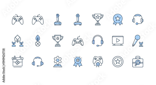 Gaming icons vector set of game elements