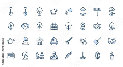 Gardening icons set for design elements