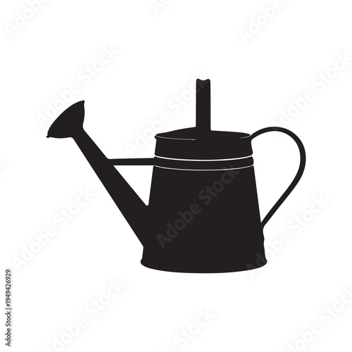 Metal watering can garden tool as a silhouette vector icon
