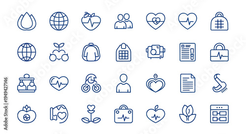 Health and wellness icon set
