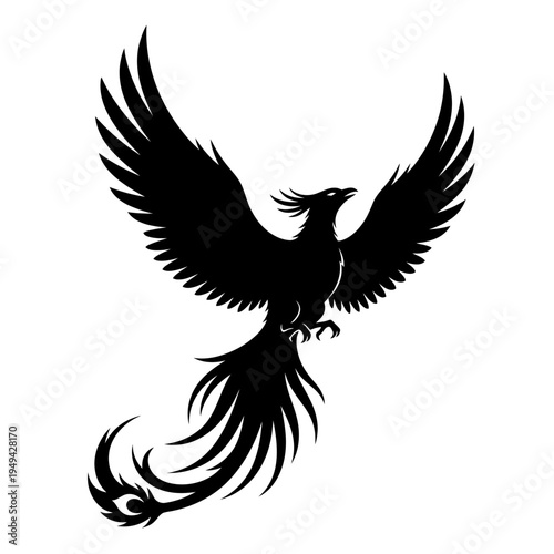 Black silhouette of a mythical bird.