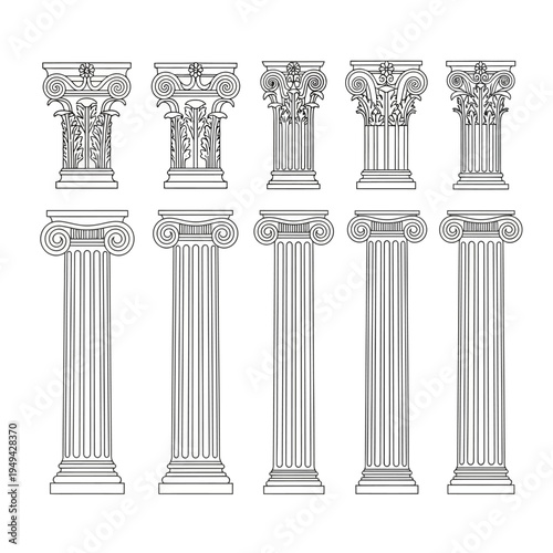 Detailed ancient Greek column capitals.