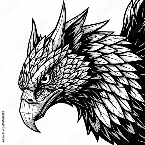 Detailed illustration of an eagle head.