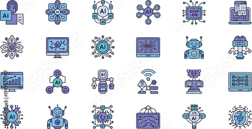Collection of Artificial Intelligence and Machine Learning Icons 4.