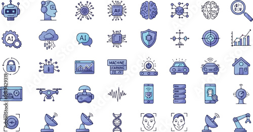 Artificial Intelligence and Technology Icon Set for Modern Digital Concepts 3.