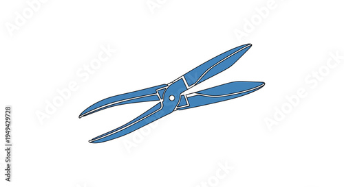 Blue Garden Shears Isolated on White Background, Tool for Pruning and Gardening