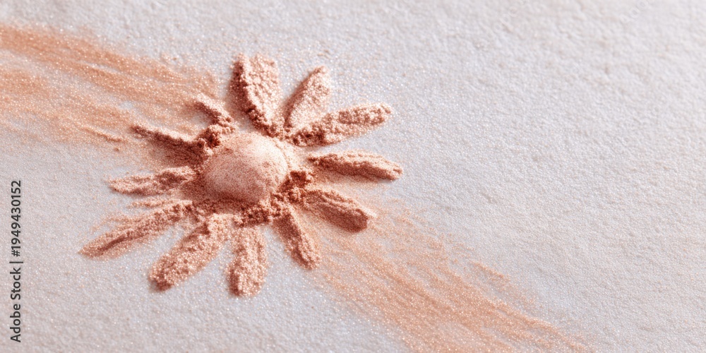Naklejka premium Peach powder daisy composition with diagonal streak and pressed floral center on soft textured surface