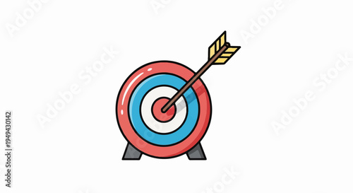 Target with Arrow Hitting Bullseye Illustration.