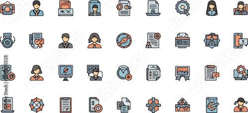Collection of user and data management icons for business and technology.
