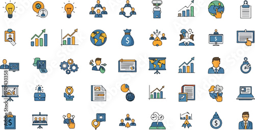 Comprehensive collection of business and finance icons for various professional applications 10.