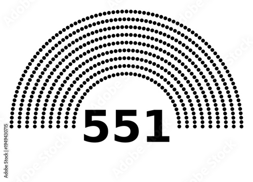 Hemicycle 551 seats - 8 rows