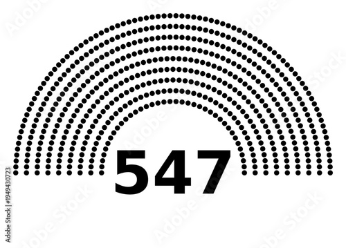 Hemicycle 547 seats - 8 rows