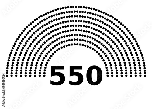 Hemicycle 550 seats - 8 rows