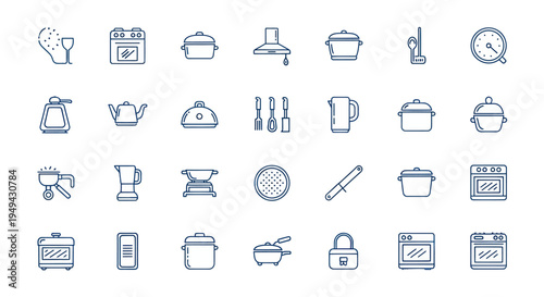 Kitchen utensils and appliances vector set