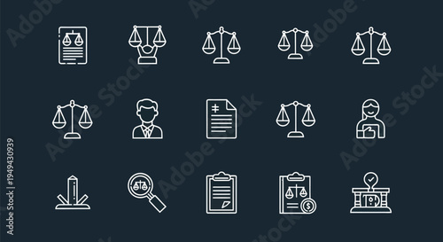 Legal icons on dark background