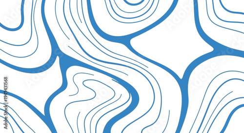 Abstract Topographic Line Pattern in Blue and White
