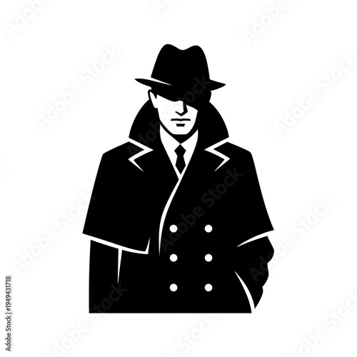 Mysterious Man in Trench Coat Silhouette