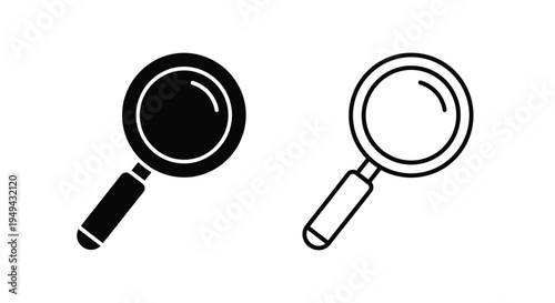 Two magnifying glasses one filled and one empty in black and white