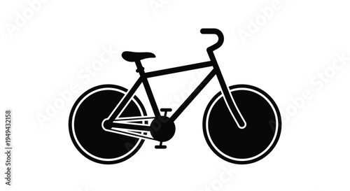 Simple black silhouette of a classic bicycle with curved handlebars