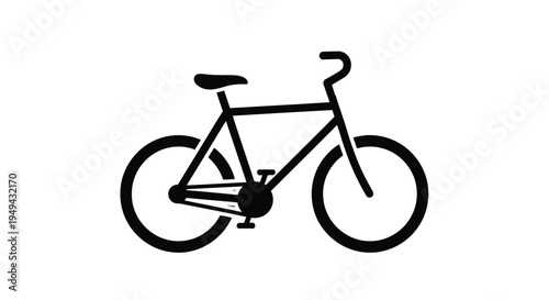 Simple black silhouette of a classic bicycle with large wheels