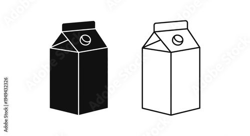 Two milk carton illustrations in contrasting black and white tones