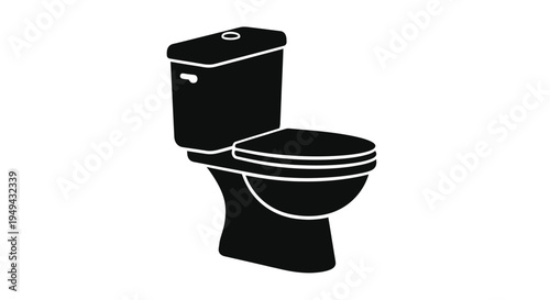 Black silhouette of a modern toilet a common bathroom fixture