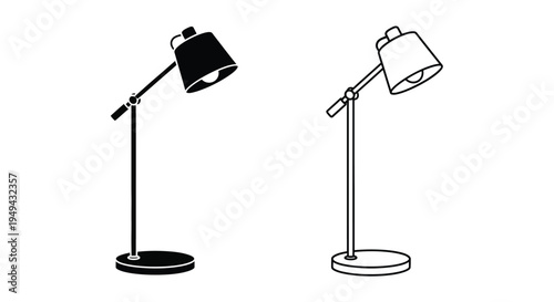 Two minimalist lamps one dark and one light in a simple illustration