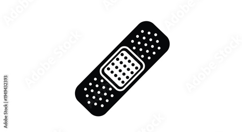 Simple black and white illustration of a rectangular adhesive bandage