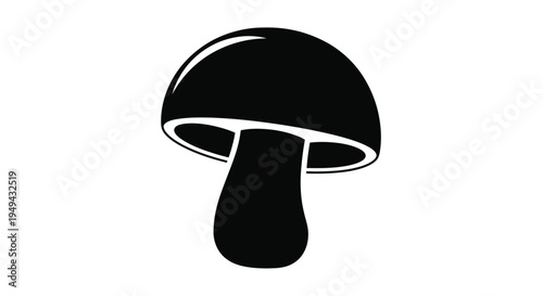 Simple black and white illustration of a mushroom with a rounded cap