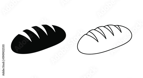 Two loaves of bread one black and one white depicted in a simple style