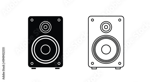 Two speaker icons shown in contrasting black and white designs