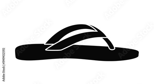 Black and white silhouette of a single flip flop sandal