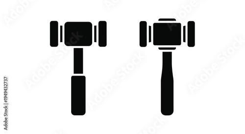 Two black silhouette illustrations of gavels legal tools for auctions