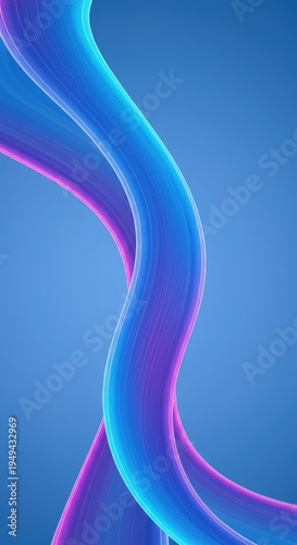 Abstract blue and purple flowing liquid energy wave design on a blank background suitable for technology and spiritual themes, space, curve, artistic