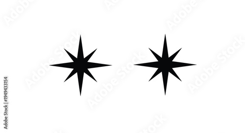 Two black starburst shapes on a plain white background