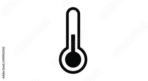 Simple black and white illustration of a thermometer with a circular bulb