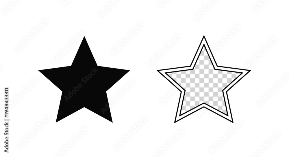 Obraz premium Two stars a solid black shape and an outlined transparent star