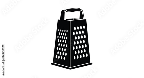 Black and white silhouette of a box grater kitchen utensil