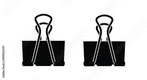 Two black binder clips isolated on a white background
