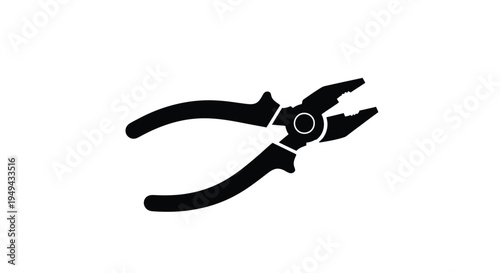 Black silhouette of combination pliers on a white background
