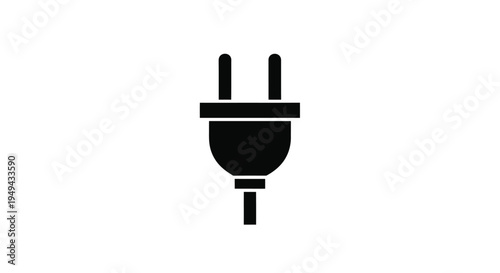 Simple black silhouette of a standard electrical plug on white