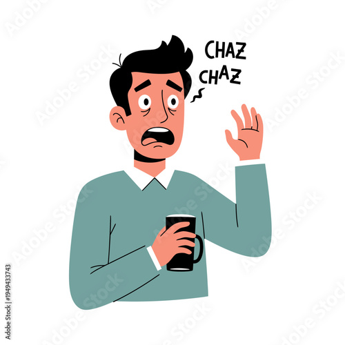 Man Feeling Dizzy with Coffee